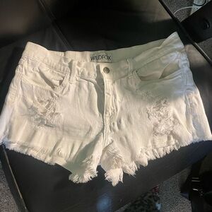 Wild fox cut off distressed denim shorts